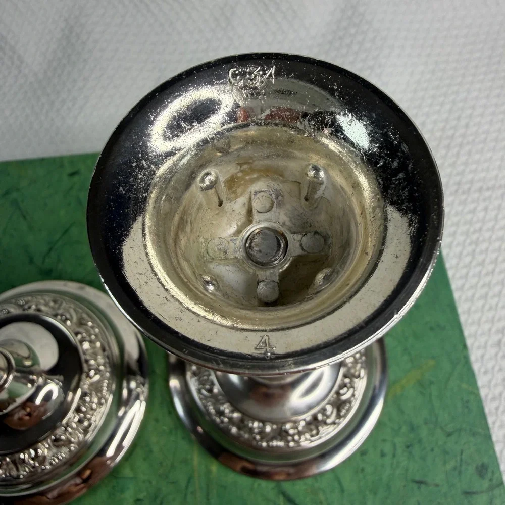 Vintage Lanthe C34 Silver Plated Taper Candlestick Holders Floral Set of 2 7in
